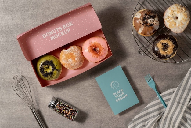 Design de maquete de caixa de donuts