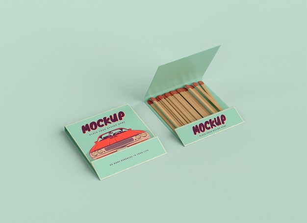 Design de maquete de caixa de fósforos de papelão