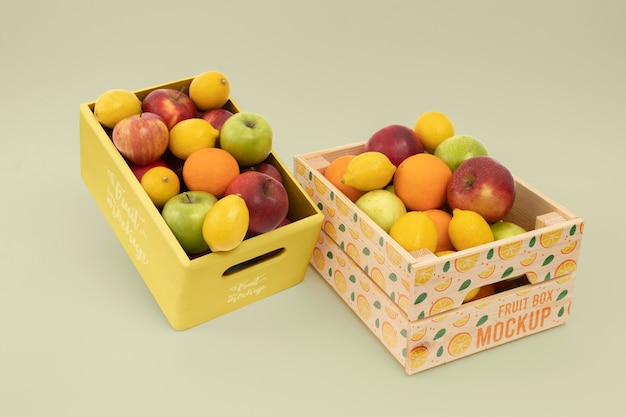 PSD design de maquete de caixa de frutas frescas