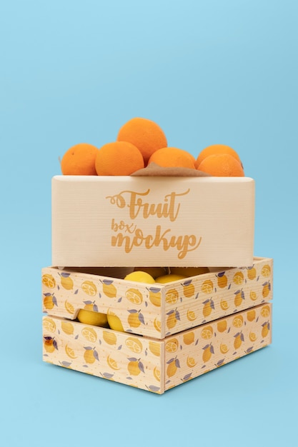 Design de maquete de caixa de frutas frescas