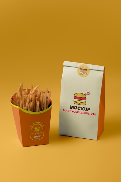 Design de maquete de caixa para fast food