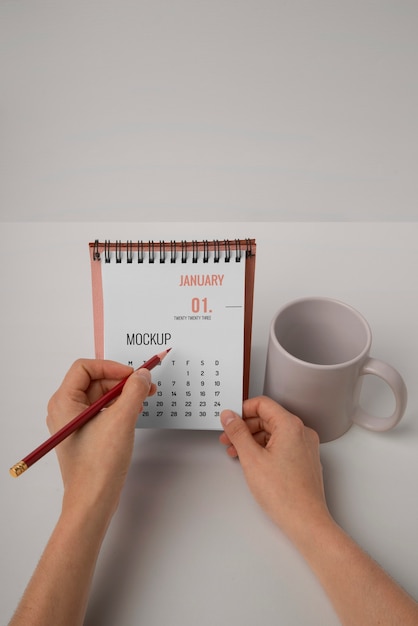 PSD design de maquete de calendário de mesa