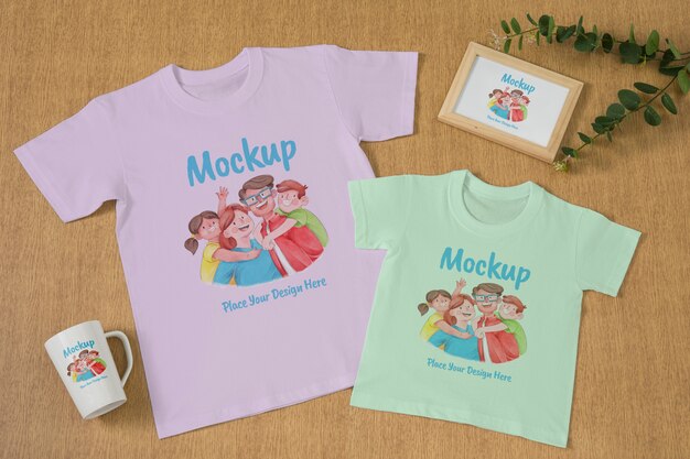 Design de maquete de camiseta de família