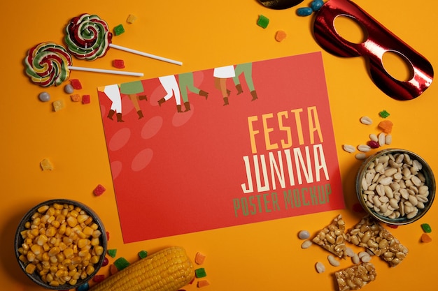 PSD design de maquete de cartaz de festa junina