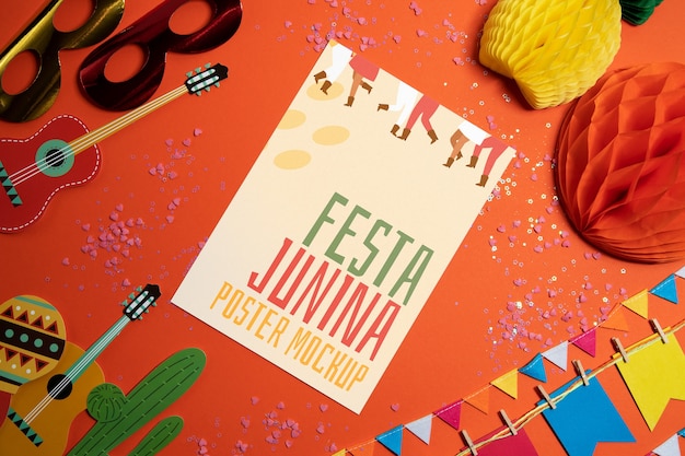 PSD design de maquete de cartaz de festa junina