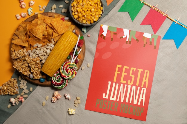 PSD design de maquete de cartaz de festa junina