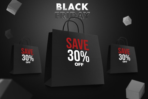 Design de maquete de compras black friday bag