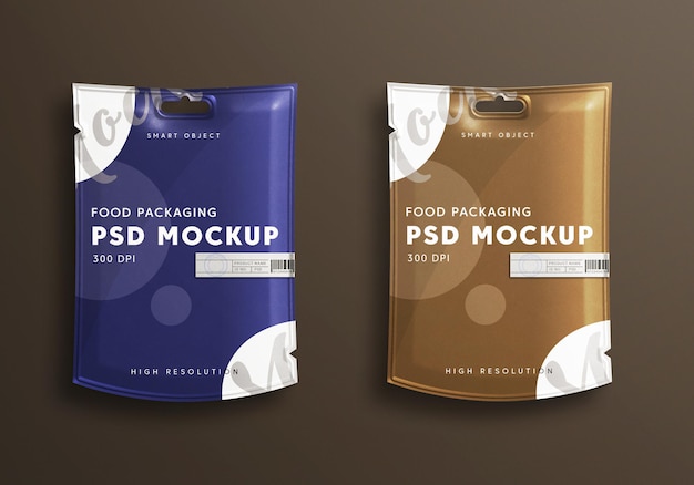 PSD design de maquete de embalagem de bolsa de comida de vista superior