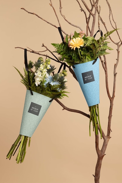 Design de maquete de embalagem de flores