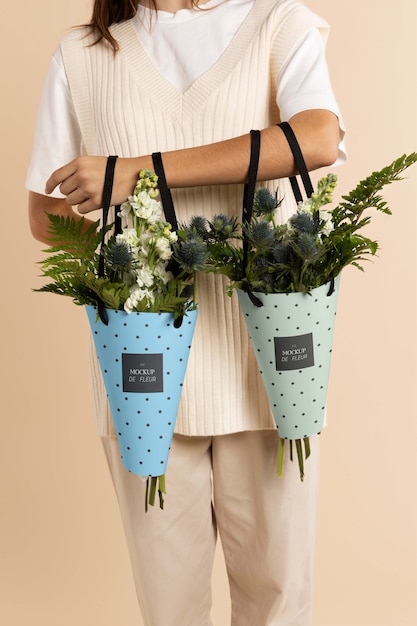Design de maquete de embalagem de flores
