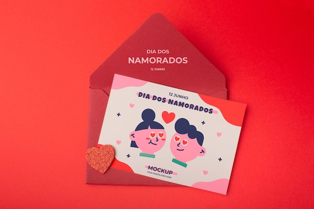 Design de maquete de envelope Dia dos namorados