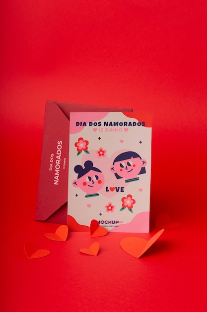 Design de maquete de envelope Dia dos namorados