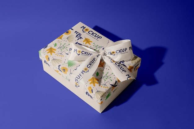 Design de maquete de fita e caixa
