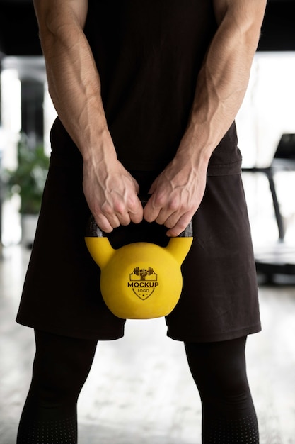 Design de maquete de kettlebell esportivo