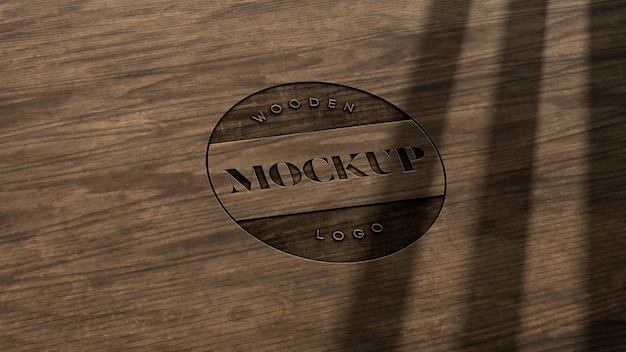 PSD design de maquete de logotipo de madeira