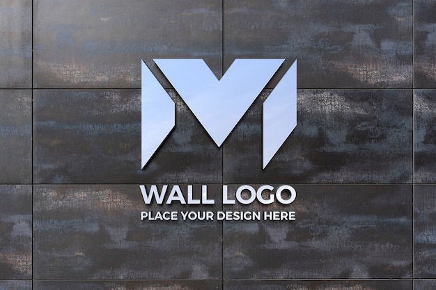 PSD design de maquete de logotipo de parede de negócios