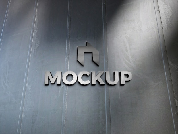 Design de maquete de logotipo metálico