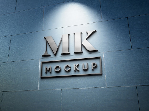 Design de maquete de logotipo metálico