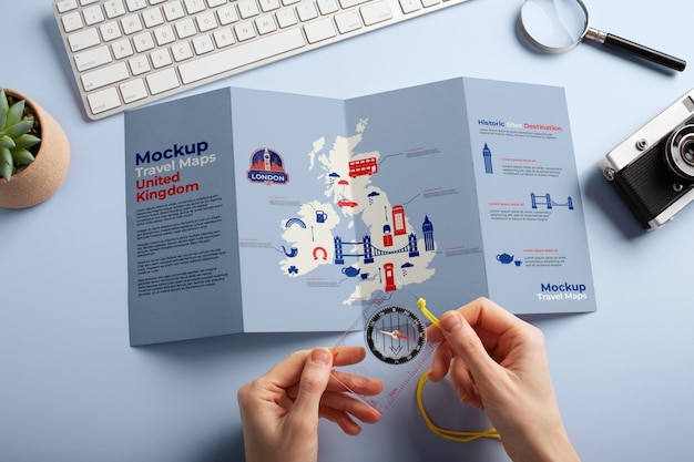 PSD design de maquete de mapa de viagem