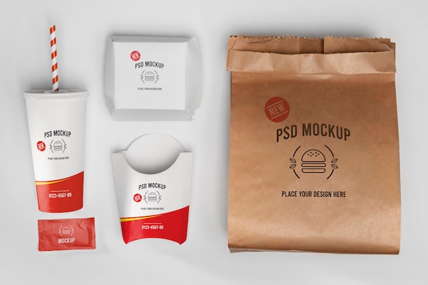 PSD design de maquete de marca de fast food