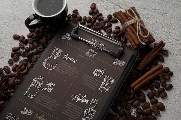 Design de maquete de menu de café
