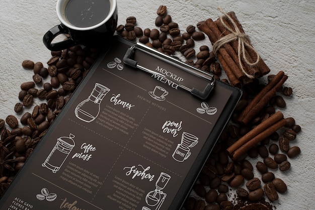 PSD design de maquete de menu de café