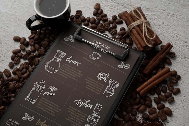 Design de maquete de menu de café