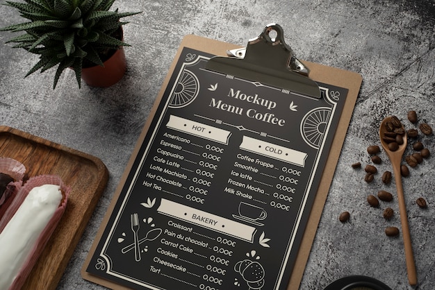 PSD design de maquete de menu de café