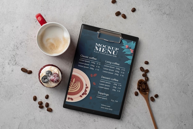 Design de maquete de menu de café