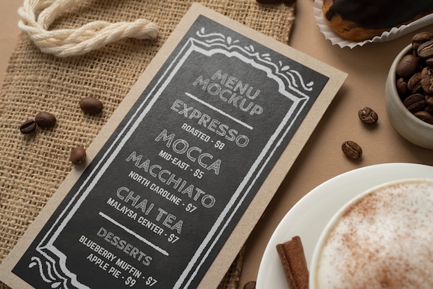 Design de maquete de menu de café