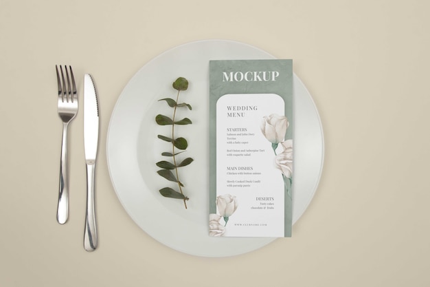 Design de maquete de menu de casamento