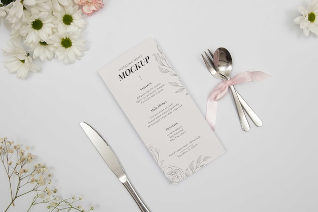 PSD design de maquete de menu de casamento