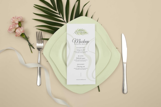 PSD design de maquete de menu de casamento