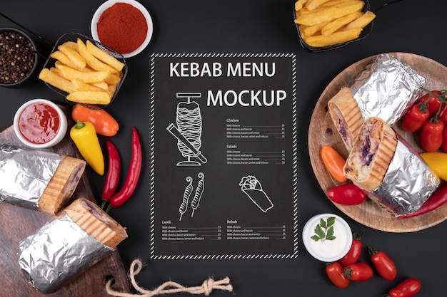 Design de maquete de menu de kebab