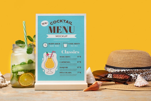 Design de maquete de menu de verão
