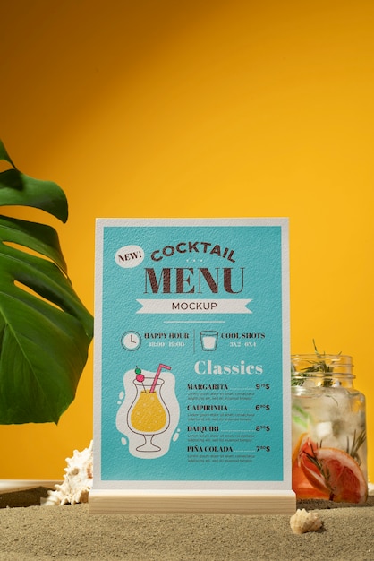 Design de maquete de menu de verão