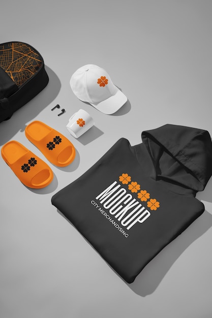 PSD design de maquete de merchandising de moda da cidade