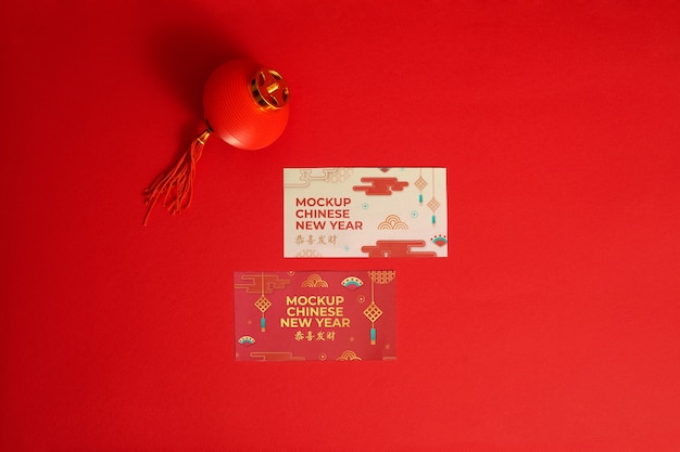 Design de maquete de papelaria de ano novo chinês