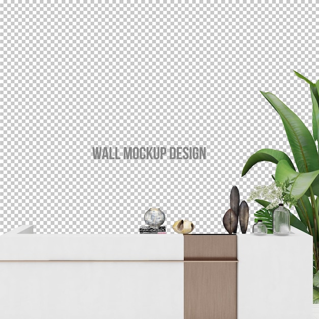 Design de maquete de parede e decoração de plantas