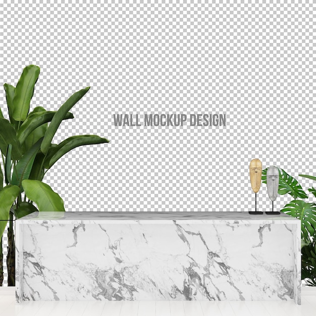 PSD design de maquete de parede e decoração de plantas