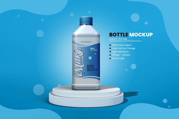 PSD design de maquete de plástico de garrafa leitosa