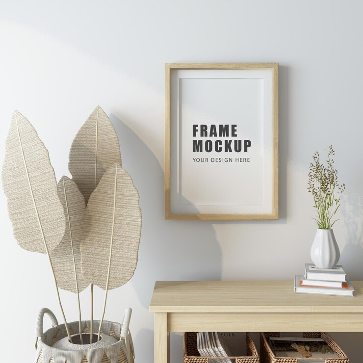 Design de maquete de quadro de pôster em renderização 3d