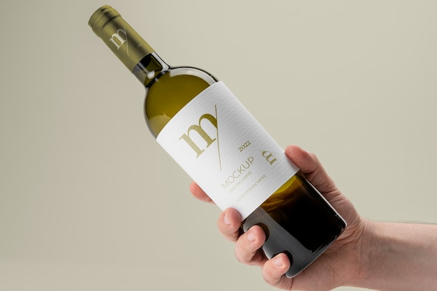 PSD design de maquete de rótulo de garrafa de vinho