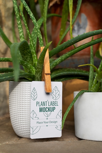 Design de maquete de rótulo de planta