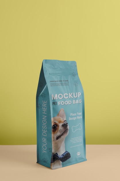 PSD design de maquete de saco de comida para animais de estimação