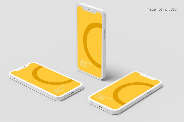 PSD design de maquete de smartphone em pé e plano