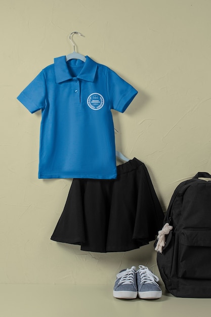 Design de maquete de uniforme escolar infantil