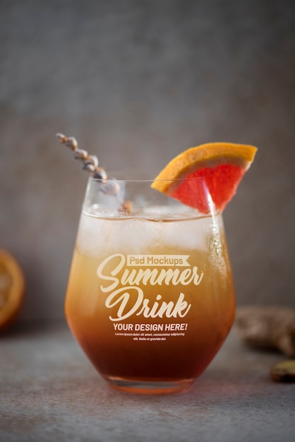 Design de maquete de vidro de bebidas de verão