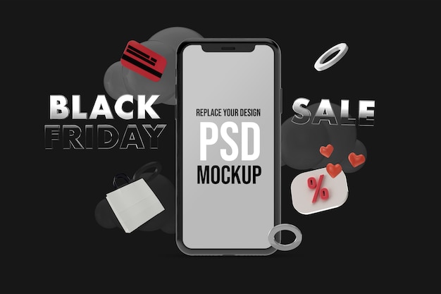 Design de maquete do smartphone black friday