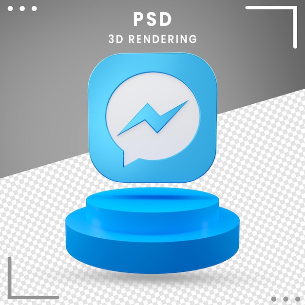 PSD design de mensageiro de ícone de logotipo girado 3d